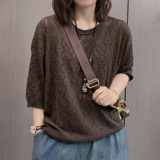 Damen Feinstrickpullover mit dekorativem Strukturdesign und lässigem Schnitt R&B