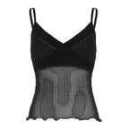 Damen Verspieltes Spaghetti-Trägertop mit transparenten Akzenten und Punkten R&B