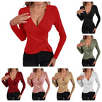 Damen Elegantes Wickeloberteil mit Knopfdetail