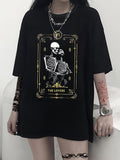 Damen T-Shirt mit künstlerischem Totenkopf-Motiv und lässigem Schnitt R&B