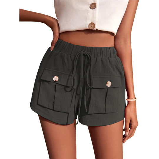Damen lässige Shorts mit praktischen Taschen und komfortablem Kordelzug R&B