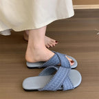 Damen elegante Hausschläppchen mit dekorativen Riemen und komfortablem Fußbett R&B