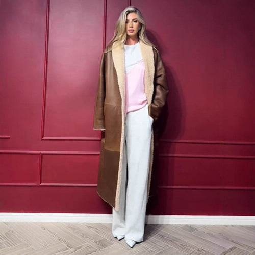 Damen lange, gefütterte Trenchcoatjacke R&B