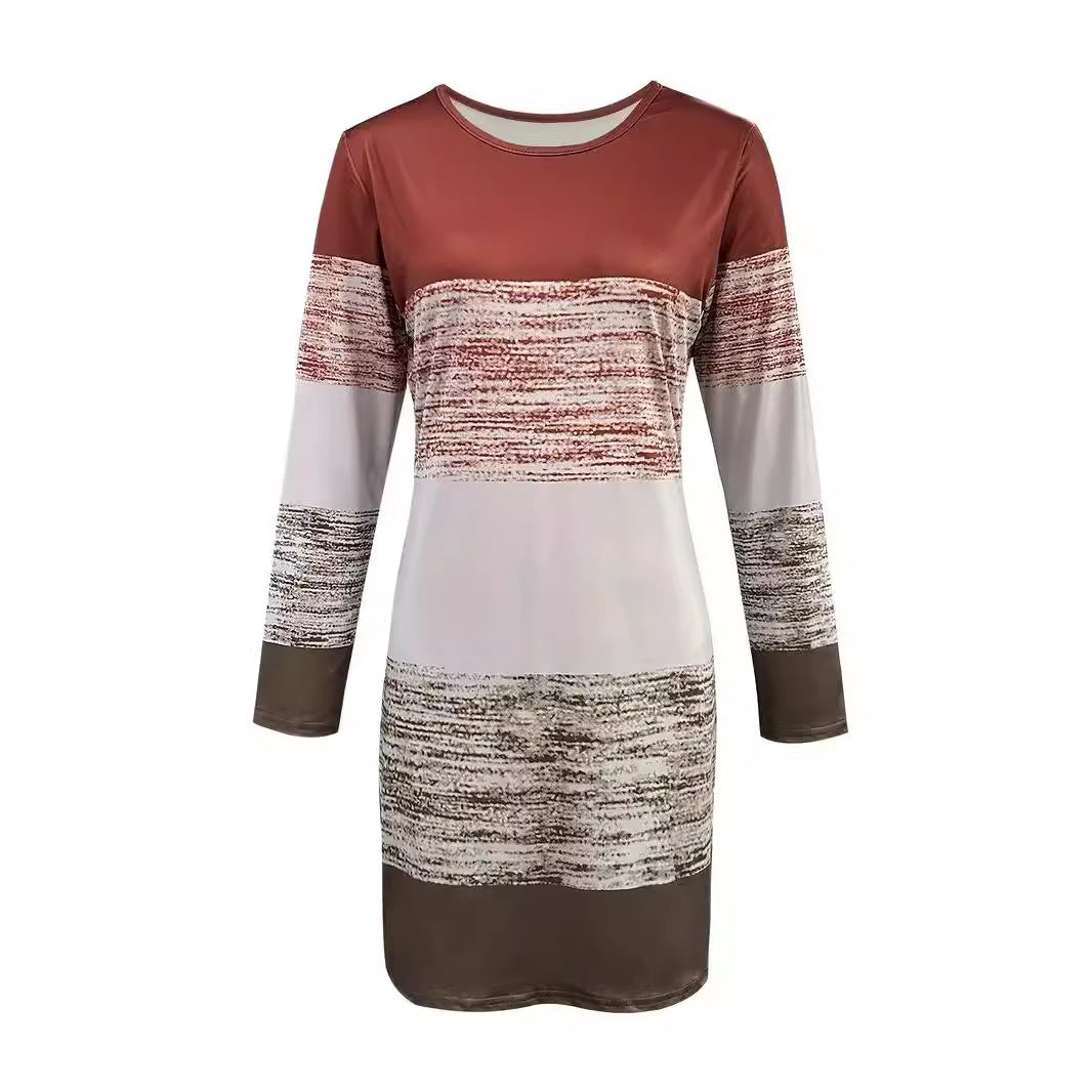 Damen Freizeitkleid mit modernem Streifenmuster und bequemen Schnitt R&B