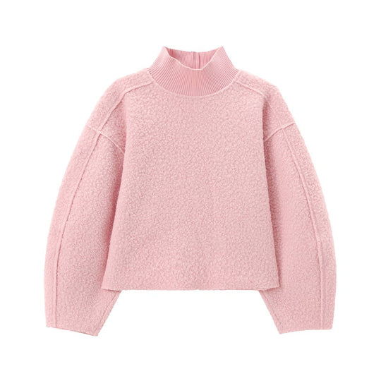 Damen Kuscheliger Pullover mit hohem Kragen und überschnittenen Schultern R&B
