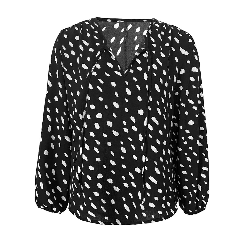 Damen Bluse mit V-Ausschnitt und modernem Punktdesign R&B