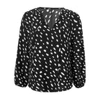 Damen Bluse mit V-Ausschnitt und modernem Punktdesign R&B