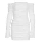 Damen Off-Shoulder Minikleid mit Rüschendetails und figurbetontem Schnitt R&B