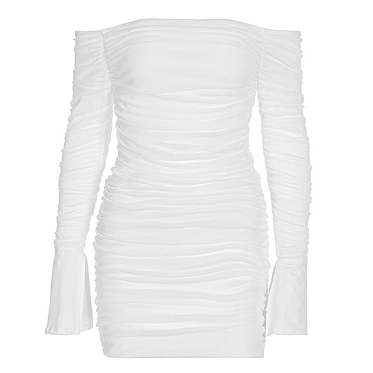 Damen Off-Shoulder Minikleid mit Rüschendetails und figurbetontem Schnitt R&B