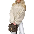 Damen Grobstrickpullover mit voluminösen Ärmeln und komfortablem Schnitt R&B