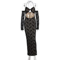 Damen aufregendes Spitzenkleid mit tiefem Rückenausschnitt und langem Arm R&B