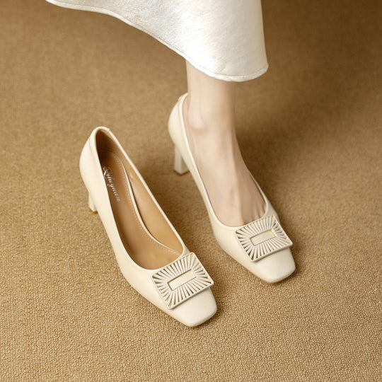 Damen elegante Pumps mit modischer Faltenapplikation und stabiler Absatzhöhe R&B