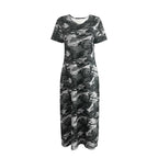 Damen Maxi-Kleid mit modernem Camouflage-Design und praktischen Taschen R&B