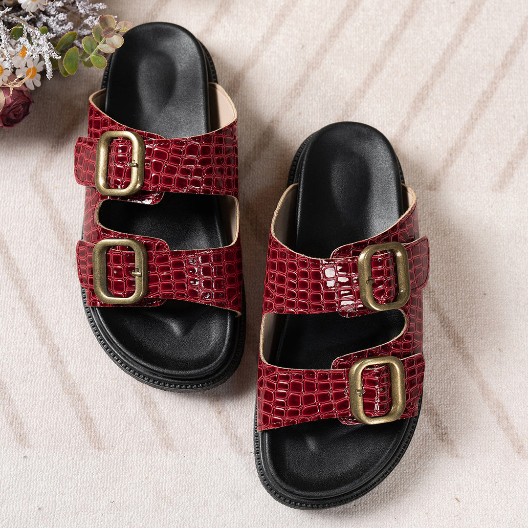Damen Komfortable Sandalen mit modischen Schnallenapplikationen R&B