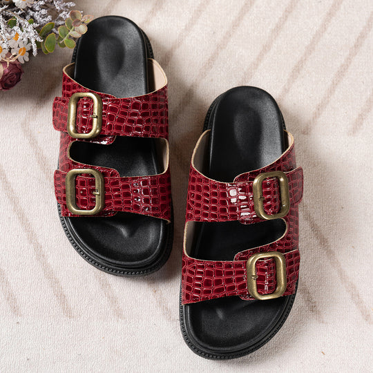 Damen Komfortable Sandalen mit modischen Schnallenapplikationen R&B