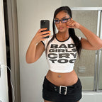 Damen Trendiges Crop-Top mit auffälligem Schriftzug R&B