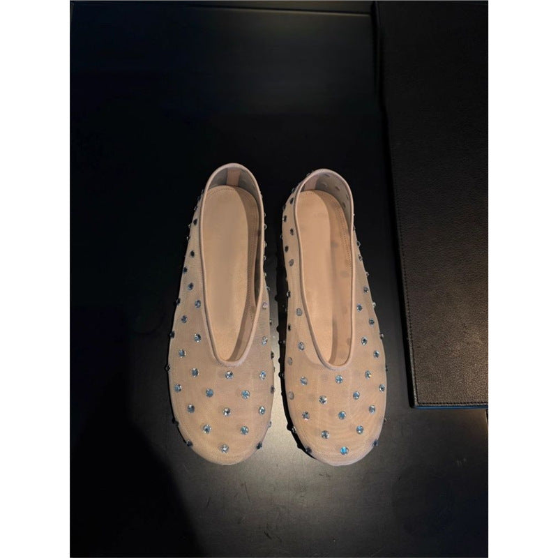 Damen transparente Mules mit funkelnden Strass-Details R&B