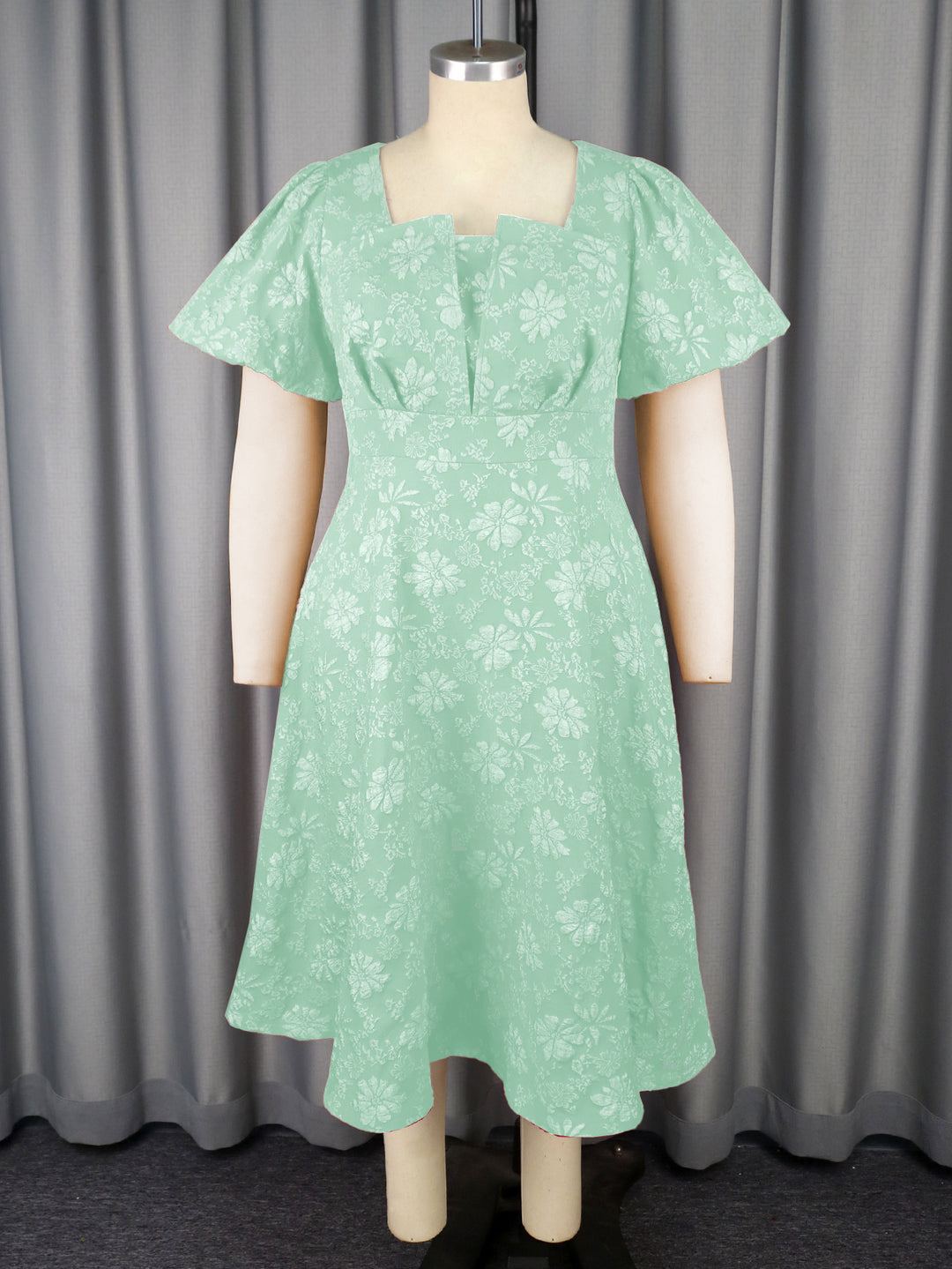 Damen Midikleid mit schwingendem Rock und floralen Mustern R&B