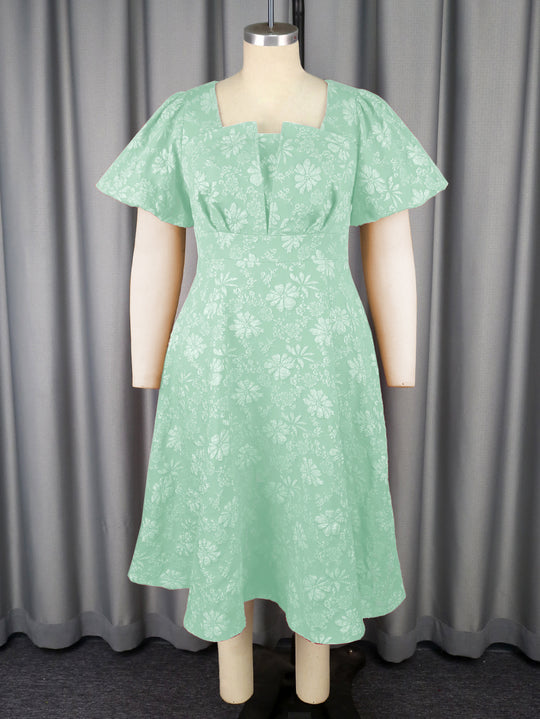 Damen Midikleid mit schwingendem Rock und floralen Mustern R&B