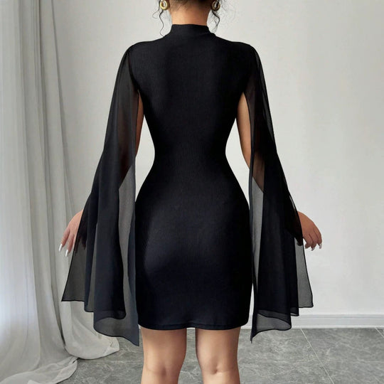 Damen Kleid mit eleganten Flügelärmeln und figurbetontem Schnitt R&B