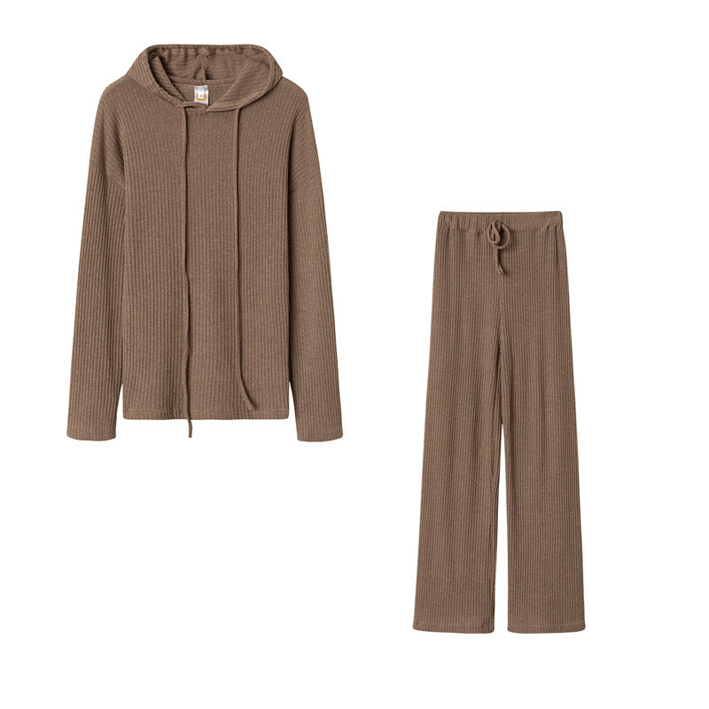 Damen Relaxed Fit Sweater-Set mit Kapuze und weiten Hosen R&B