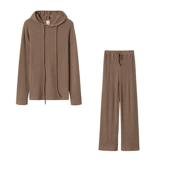 Damen Relaxed Fit Sweater-Set mit Kapuze und weiten Hosen R&B