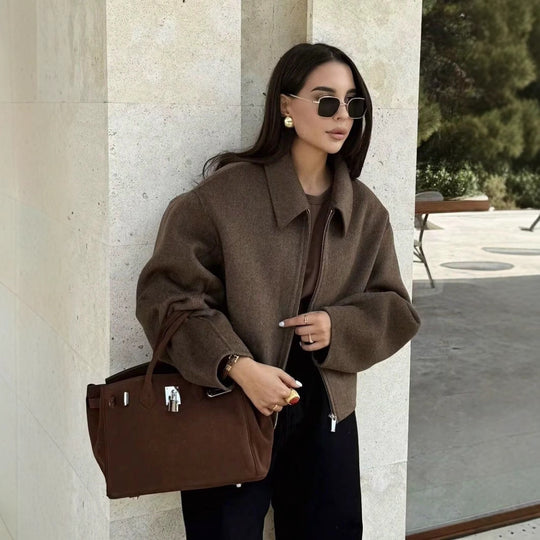 Damen lässige Übergangsjacke mit praktischem Reißverschluss und aufgesetzten Taschen R&B