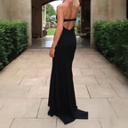 Damen Elegantes Langarm-Maxikleid mit schulterfreiem Design und fließendem Stoff R&B