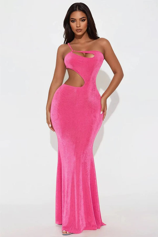 Damen figurbetontes Maxikleid mit tiefem Ausschnitt und Cut-Out-Details R&B