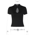 Damen Elegantes Kurzarm-Top mit Spitzeneinsatz R&B