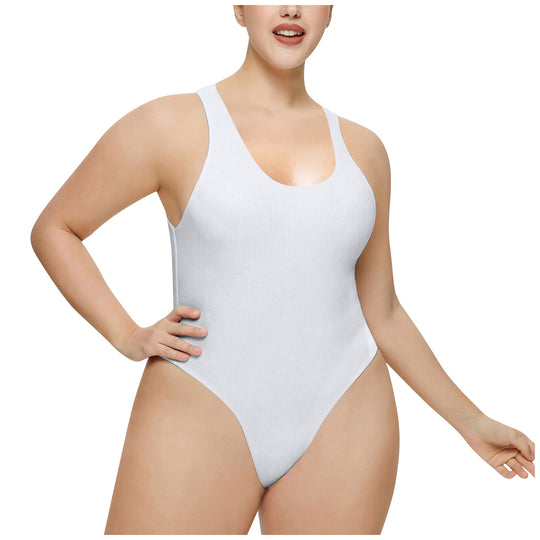 Damen Hochgeschnittenes Rib-Badeanzug R&B