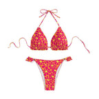 Damen Triangel-Bikini mit verspieltem Blumenmuster und Rüschendetails R&B