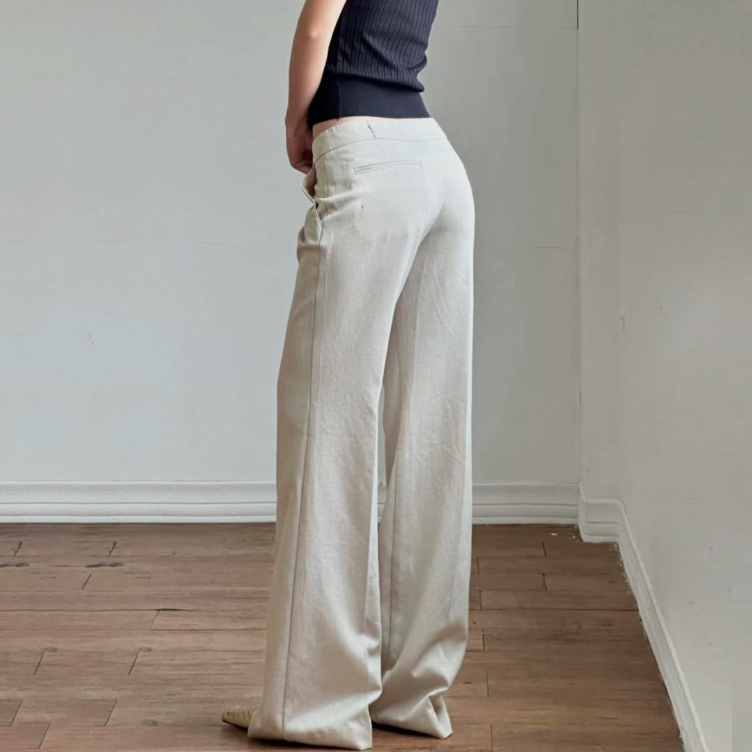 Damen weite Business-Hose mit hohem Bund und eleganten Taschen R&B