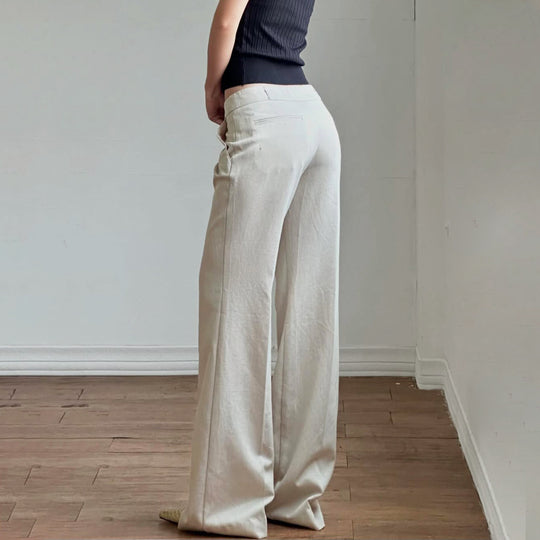 Damen weite Business-Hose mit hohem Bund und eleganten Taschen R&B
