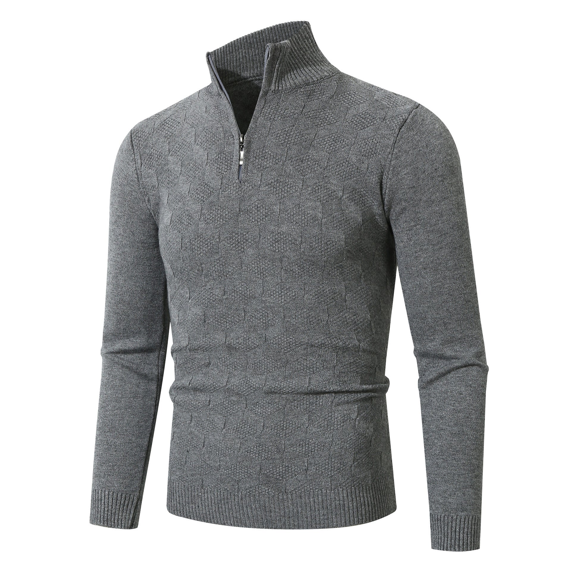 Herren modischer Strickpullover mit halbem Reißverschluss und strukturiertem Design R&B