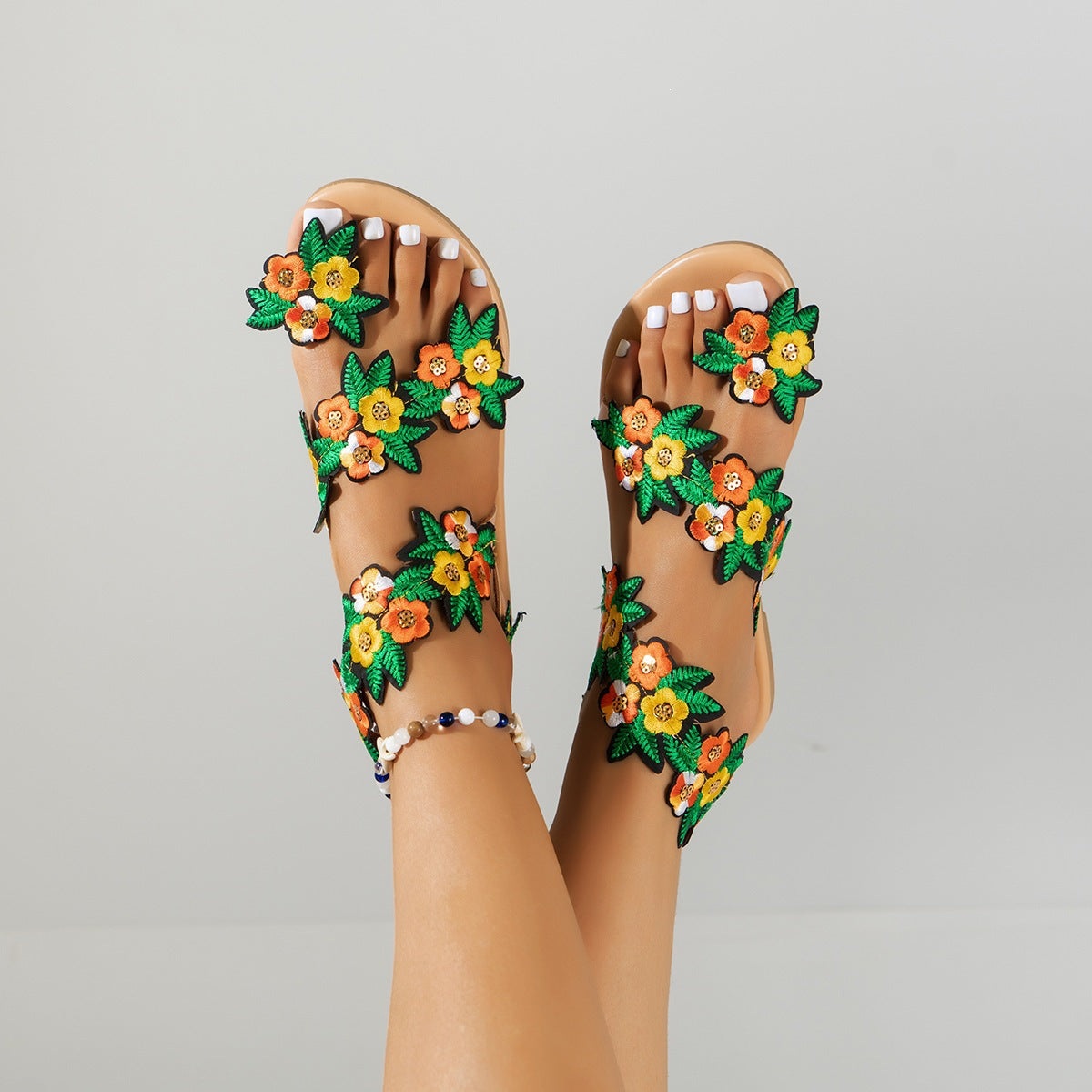 Damen Bequeme und modische Sandalen mit floralem Design R&B