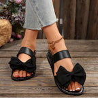 Damen elegante Sandalen mit großem Schleifen-Design und verstellbarem Riemen R&B