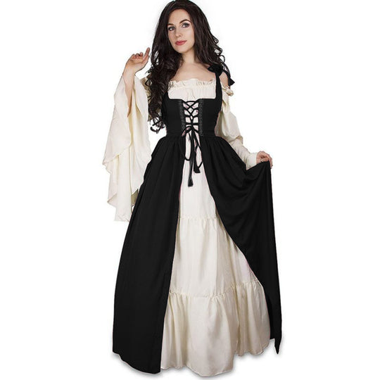 Damen historisches Kleid mit romantischem V-Ausschnitt und voluminösen Ärmeln R&B