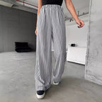 Damen Weite Streifenhose aus leichtem Materialien R&B