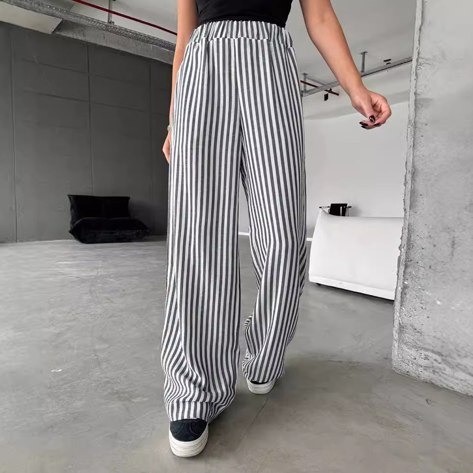 Damen Weite Streifenhose aus leichtem Materialien R&B