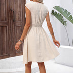 Damen Freizeitkleid mit Spitzenbesatz und elastischem Bund R&B