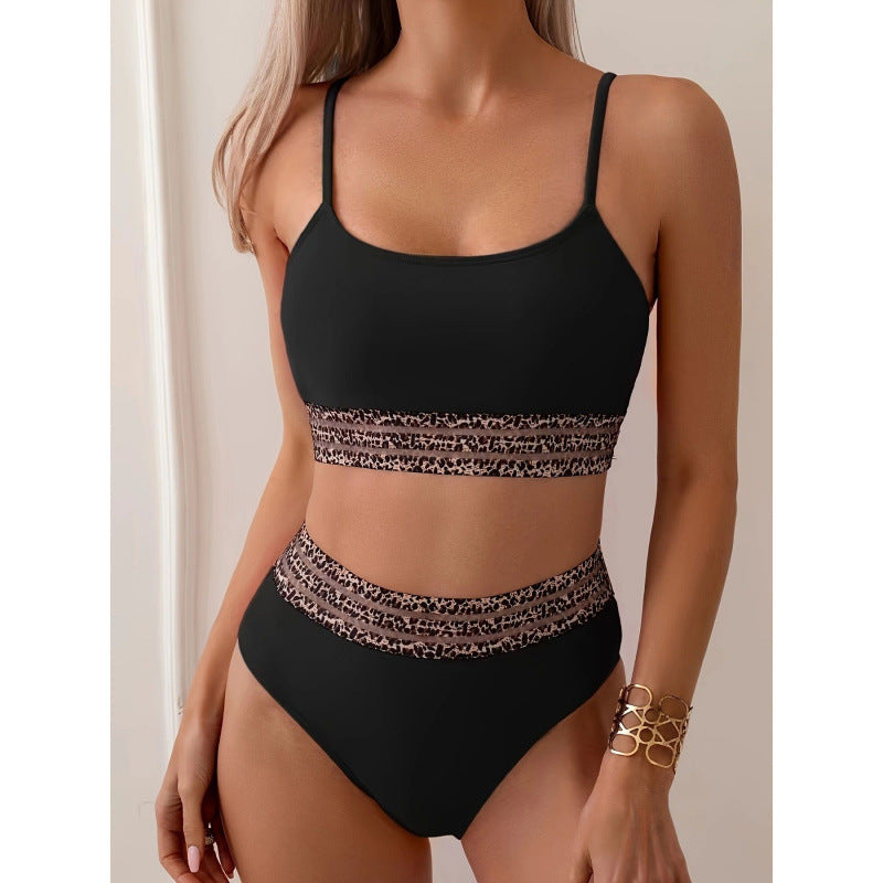 Damen Bikini-Set mit stylischem hohen Bund und modischem Animal-Design R&B
