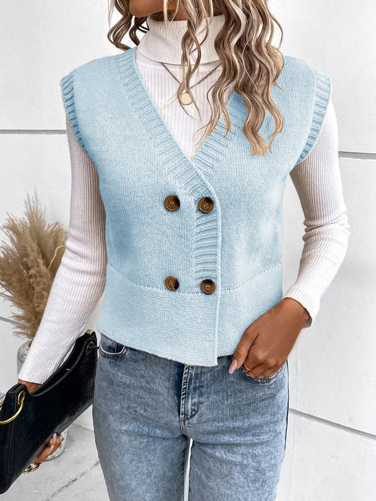 Damen Strickweste mit doppelter Knopfleiste R&B