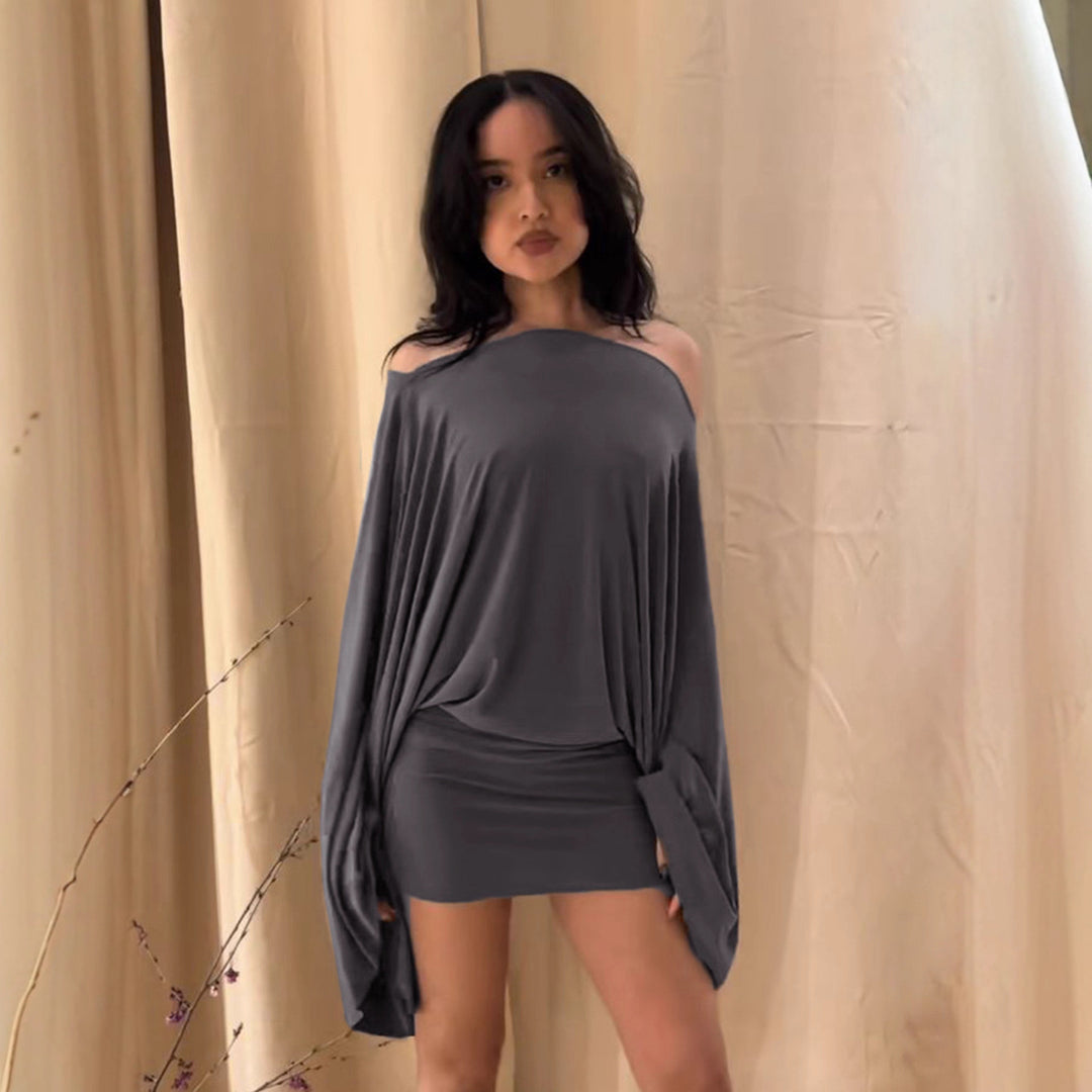 Damen Oversize-Top mit weiten Ärmeln und elastischem Bund R&B