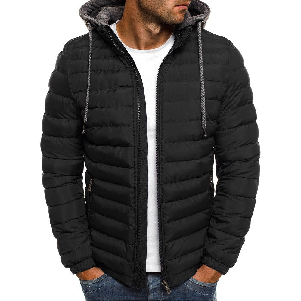 Herren leichte Steppjacke mit Kapuze und seitlichen Reißverschlusstaschen R&B