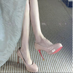 Damen glänzende Stiletto Pumps mit hoher Absatzform R&B