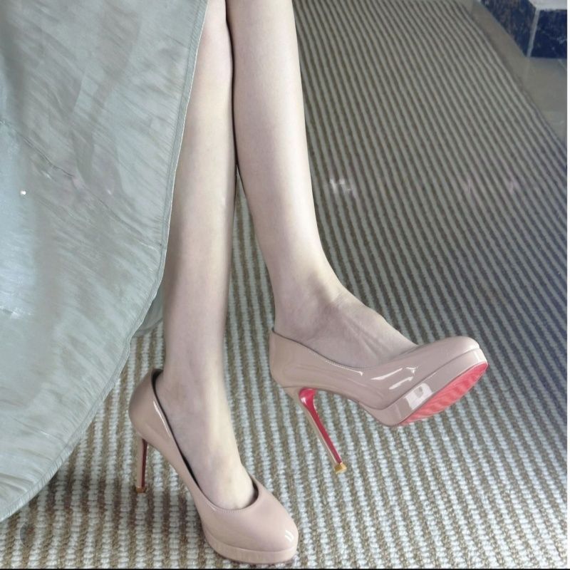 Damen glänzende Stiletto Pumps mit hoher Absatzform R&B