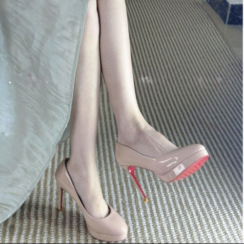 Damen glänzende Stiletto Pumps mit hoher Absatzform R&B