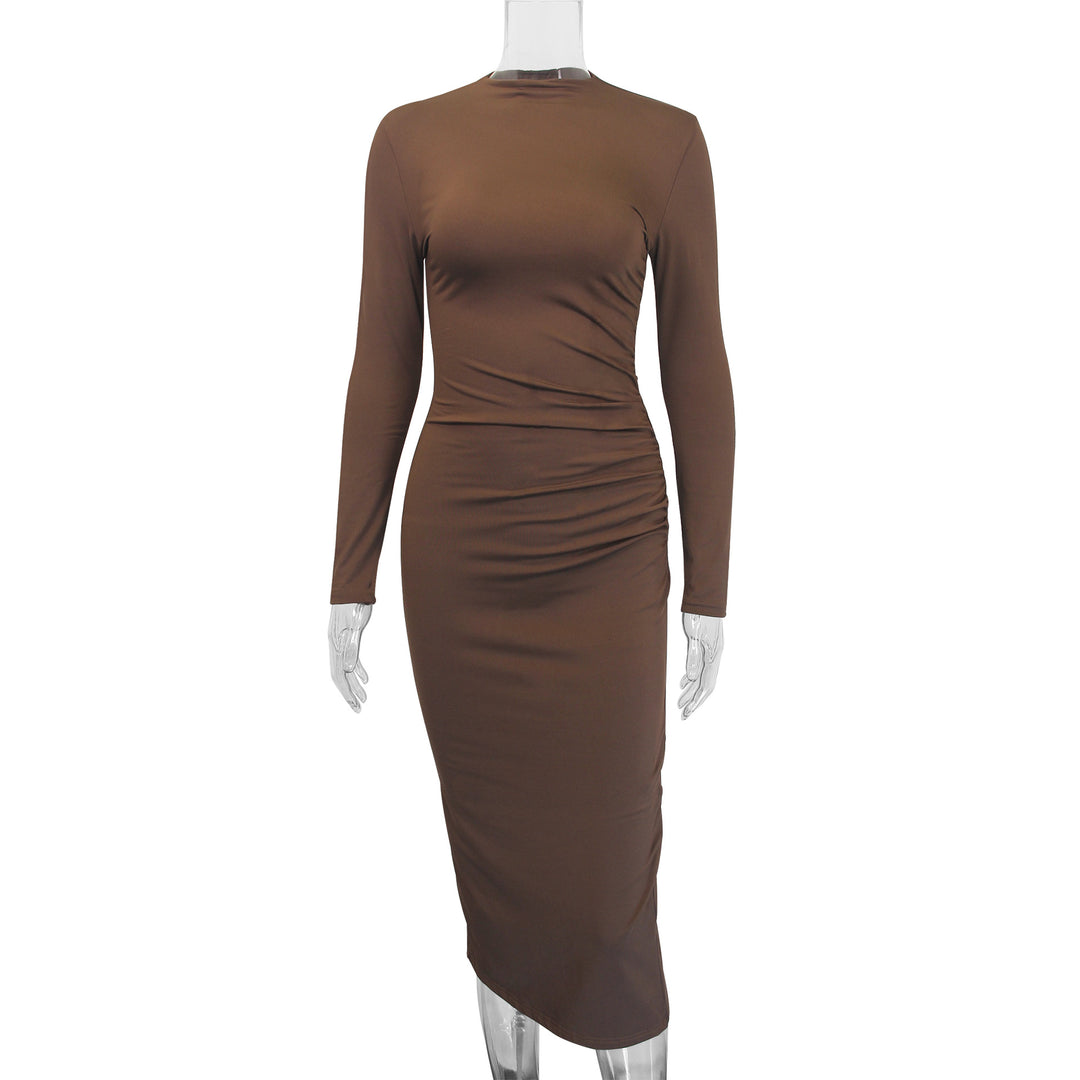 Damen Elegantes Bodycon-Maxikleid mit langen Ärmeln und figurbetontem Schnitt R&B