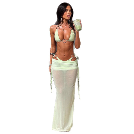 Damen Bikini-Set mit transparentem Cover-Up und raffinierten Details R&B